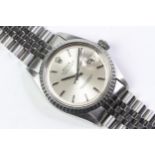 ROLEX DATEJUST 1603 CIRCA 1969, circular sunburst silver dial with baton hour markers, date function