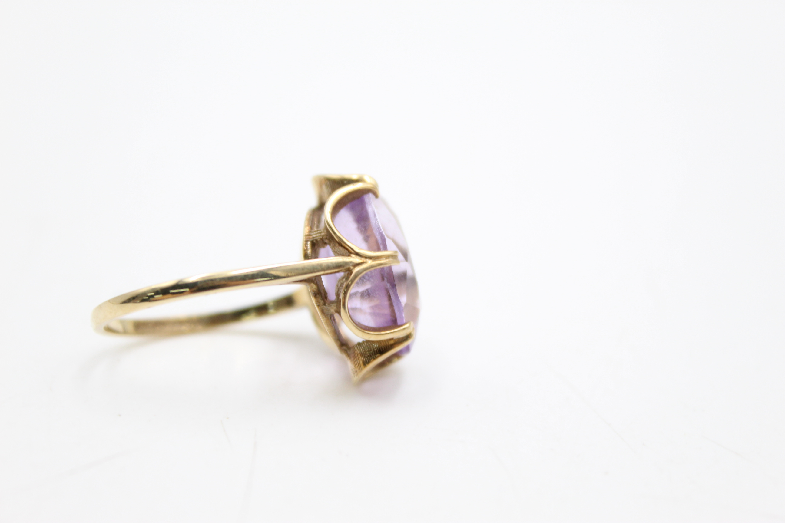 9ct gold amethyst dress ring (5.1g) - Image 3 of 7