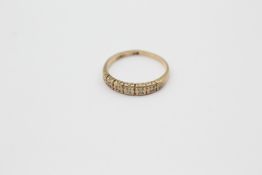 9ct gold vintage diamond gypsy setting half-eternity ring (1.5g)