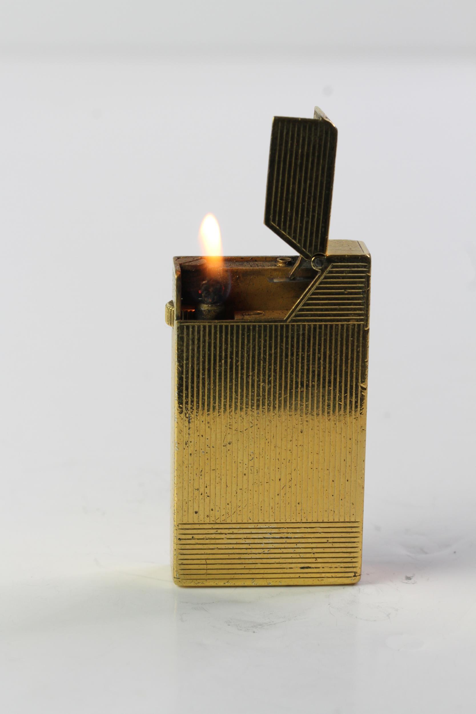 1950S DUNHILL BROAD BOY CIGARETTE LIGHTER, gold plated pin stripe case, signed with Patent number - Image 4 of 4