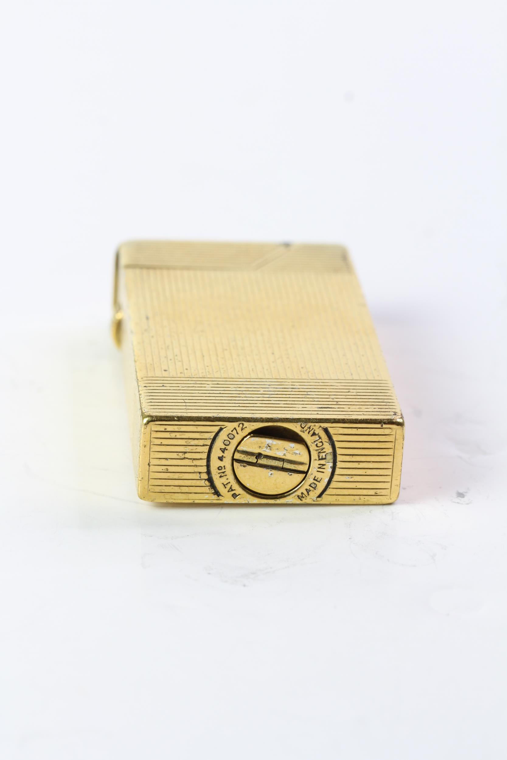 1950S DUNHILL BROAD BOY CIGARETTE LIGHTER, gold plated pin stripe case, signed with Patent number - Image 3 of 4