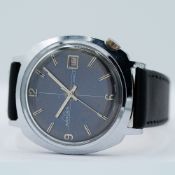 *TO BE SOLD WITHOUT RESERVE* GENTLEMAN'S KANDER MANUALLY WOUND BLUE DIAL CUSHION CASE, CIRCA. 1960S,