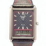 1980S LONGINES SPLIT 5 QUARTZ DUAL DISPLAY ALARM WATCH MODEL 7272 WITH BOX AND PAPERS. REFERENCE