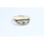Sapphire and Diamond carved half hoop ring