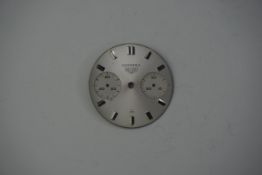 RARE VINTAGE HEUER CARRERA DIAL, silvered dial, block hour markers, twin sub dials, T / Swiss