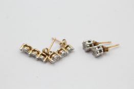 2 x 9ct gold diamond earrings inc. studs (2.5g)