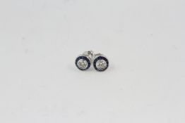 18WG target earrings Sapphire and diamond Centres total 0.61ct