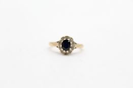 9ct gold sapphire & diamond halo dress ring (2.5g)