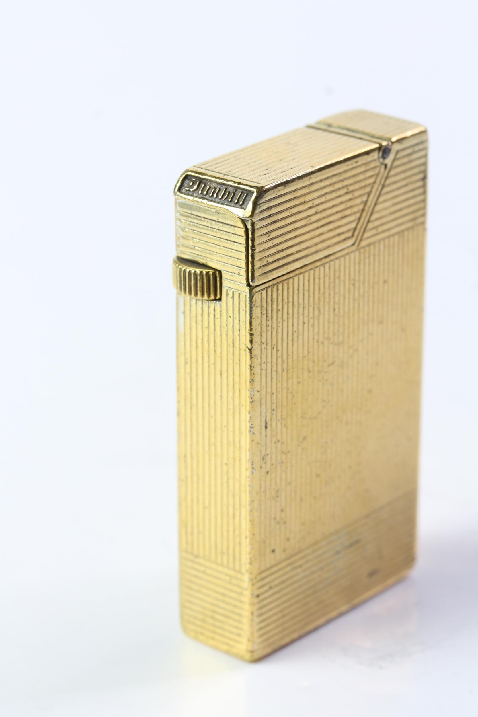 1950S DUNHILL BROAD BOY CIGARETTE LIGHTER, gold plated pin stripe case, signed with Patent number - Image 2 of 4