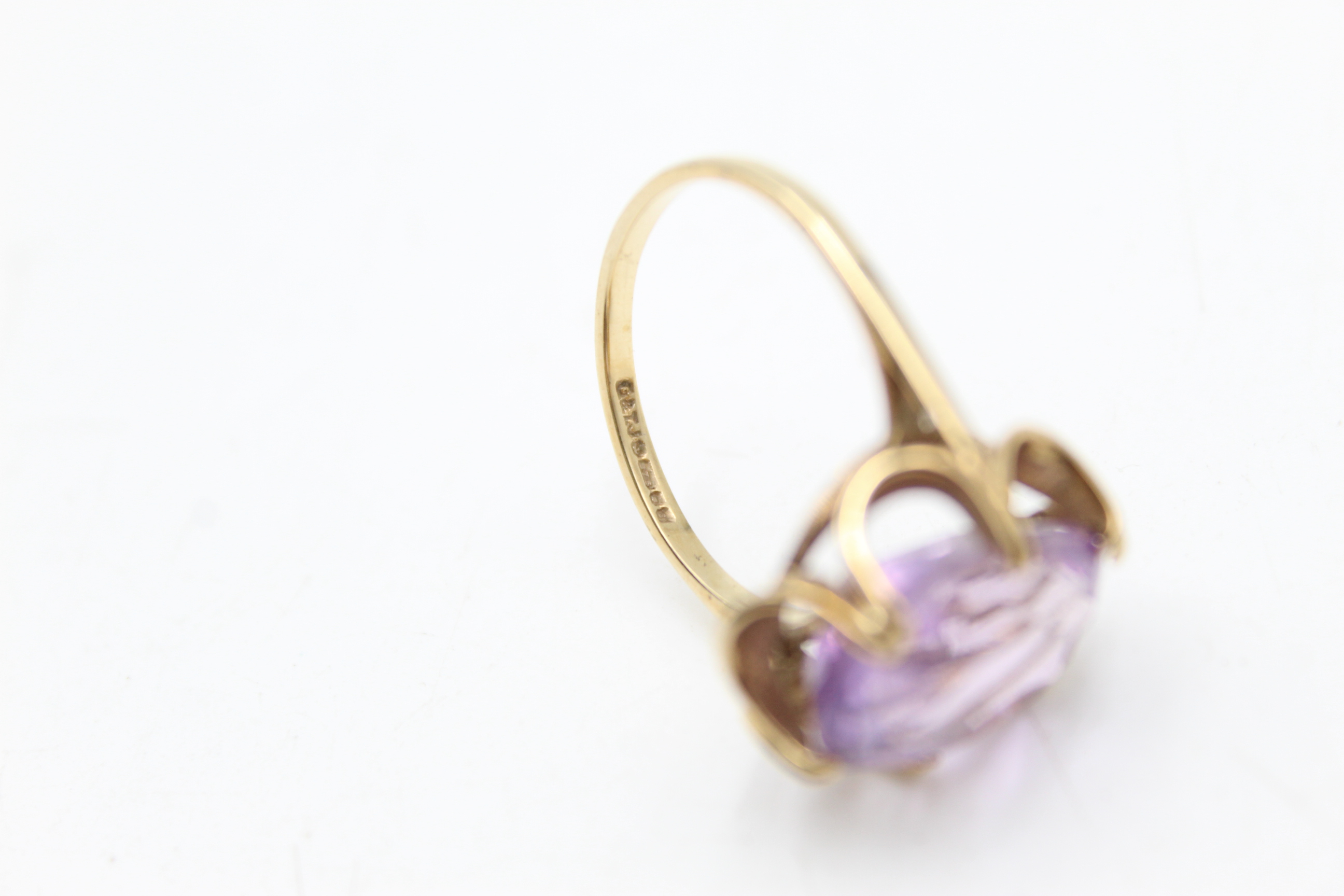 9ct gold amethyst dress ring (5.1g) - Image 6 of 7