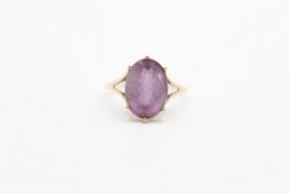 9ct gold amethyst solitaire dress ring (2.6g)