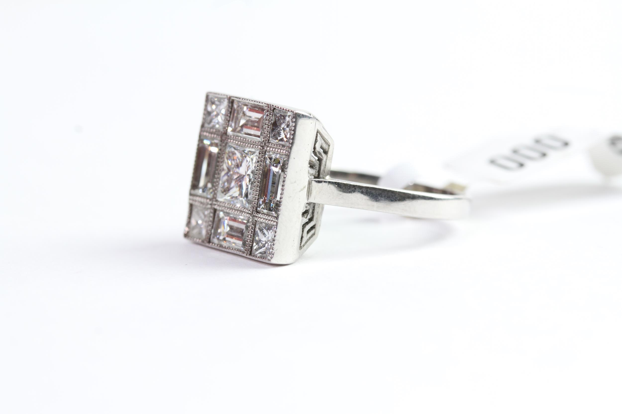 2.40ct Diamond Tablet Ring, Princess cut and Emerald Cut Diamonds, estimated total weight 2.40ct, - Image 3 of 4