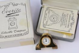 *TO BE SOLD WITHOUT RESERVE* EVERITE MINIATURE DESK QUARTZ WATCH WITH BOX