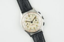 GENTLEMENS EXCELSIOR PARK DECIMAL CHRONOGRAPH WRISTWATCH, circular patina twin register dial with