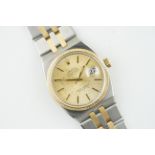 ROLEX OYSTERQUARTZ STEEL & GOLD WRISTWATCH REF. 17013, circular champagne dial with applied hour