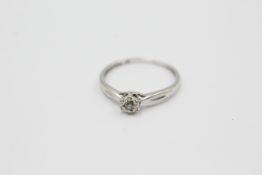 9ct white gold diamond single stone ring (1.2g)