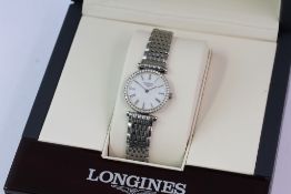 LADIES LONGINES MOTHER OF PEARL DIAMONDS WITH BOX AND PAPERS 2010