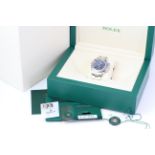 18CT ROLEX DAYTONA BLUE DIAL REFERENCE 116509 BOX AND PAPERS 2022