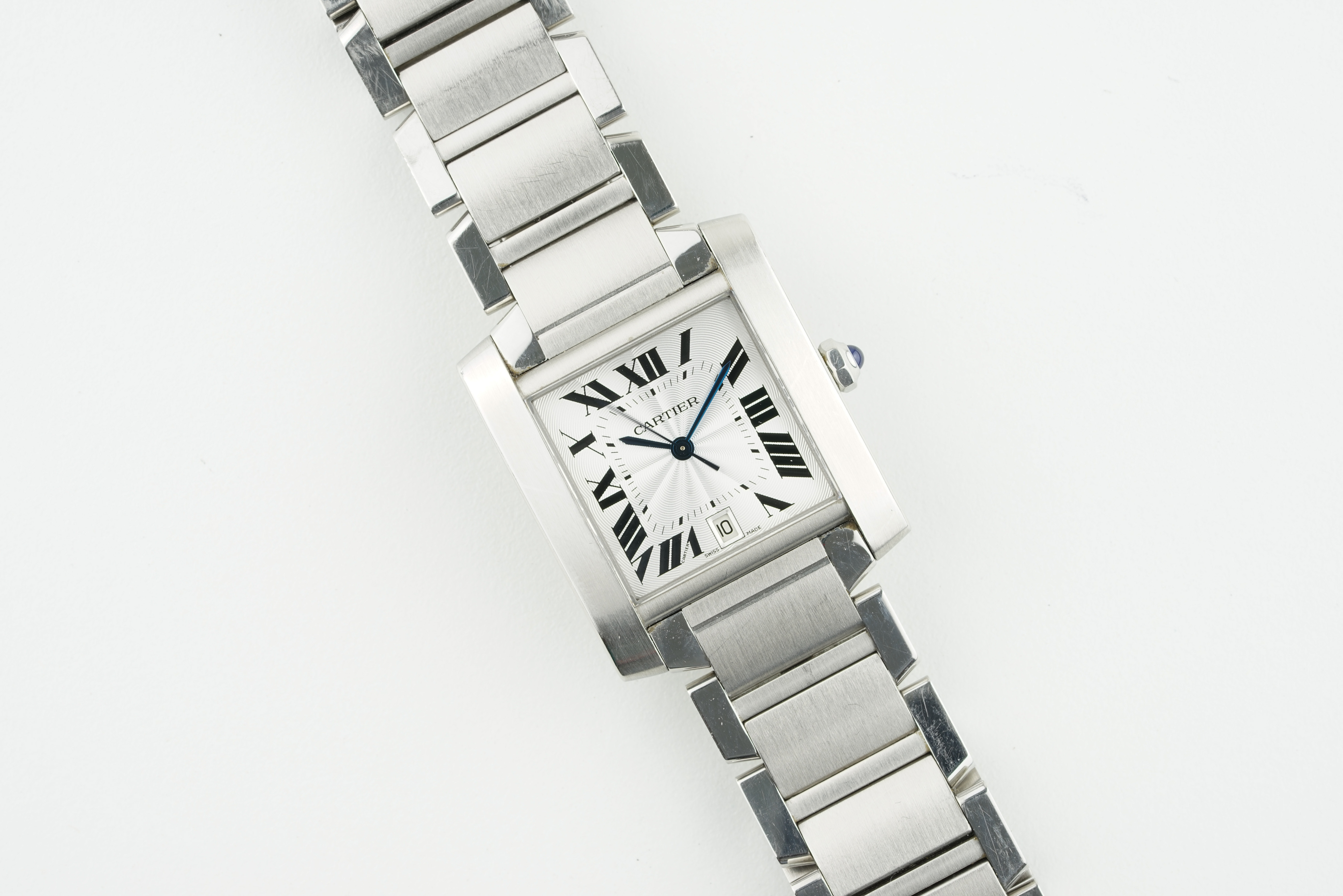 CARTIER TANK FRANCAISE W/ BOX & GUARANTEE REF. 2302, square guilloche dial with roman numeral hour - Image 2 of 3