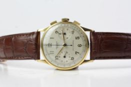 VINTAGE 18CT UNIVERSAL GENEVE UNI-COMPAX REFERENCE 12445 CIRCA 1950S, silvered dial with Arabic hour