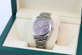 ROLEX OYSTER PERPETUAL RED GRAPE REFERENCE 116000 BOX AND PAPERS 2015