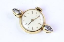 18ct diamond cocktail watch, cream dial, baton and dot hour markers, 18mm 18ct case, diamond set