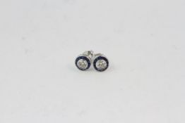 18WG target earrings Sapphire and diamond Centres total 0.61ct