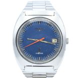 LONGINES LARGE ULTRASONIC DATE TONNEAU WRISTWATCH WITH ELECTRIC BLUE DIAL MODEL 8479 IN STAINLESS