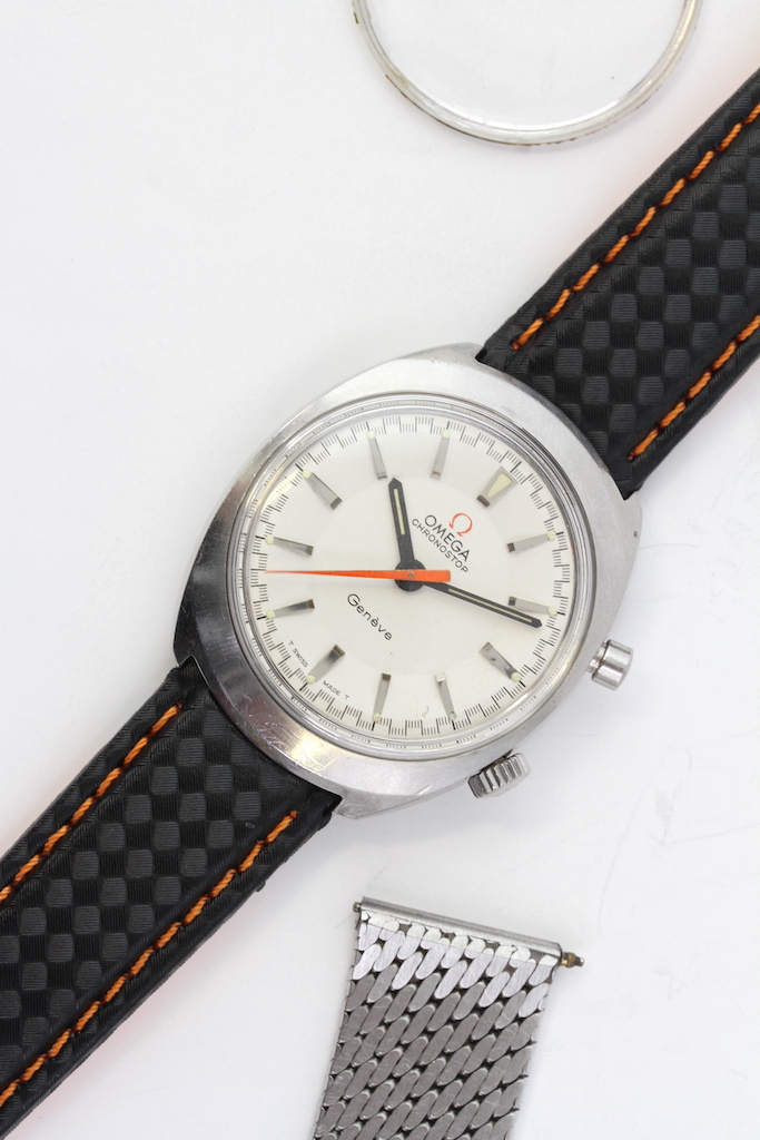 RARE VINTAGE OMEGA CHRONOSTOP WHITE DIAL REFERENCE 145.009 CIRCA 1968