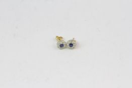 18YG round sapphire and diamond earrings, D Est 0.80 carats
