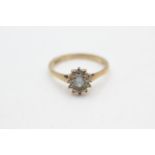 9ct gold aquamarine & diamond halo ring (2.3g)