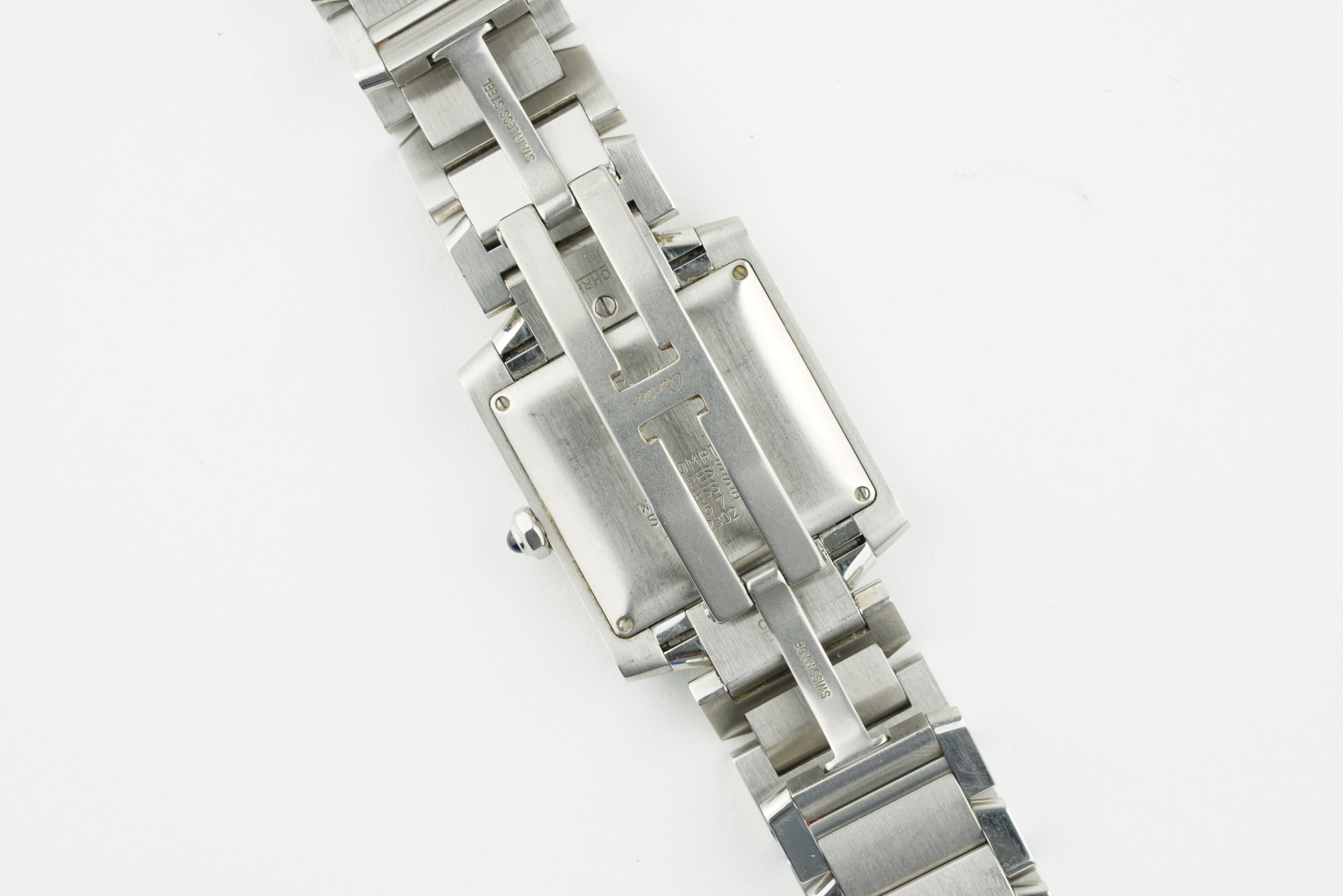 CARTIER TANK FRANCAISE W/ BOX & GUARANTEE REF. 2302, square guilloche dial with roman numeral hour - Image 3 of 3