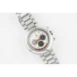 TISSOT SWISS T 12 CHRONOGRAPH WRISTWATCH, circular off white triple register dial with block hour