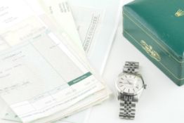 ROLEX OYSTER PERPETUAL DATEJUST W/ BOX & SERVICE GUARANTEE PAPERS REF. 1603 CIRCA 1960S, circular