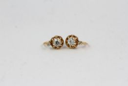 18YG French marked diamond earrings