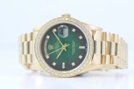 18CT ROLEX DAY DATE DIAMOND DOT DIAL REFERENCE 18028 CIRCA 1988