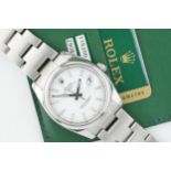 ROLEX OYSTER PERPETUAL DATE WHITE DIAL W/ BOX & GUARANTEE CARD REF. 115200 CIRCA 2007, circular