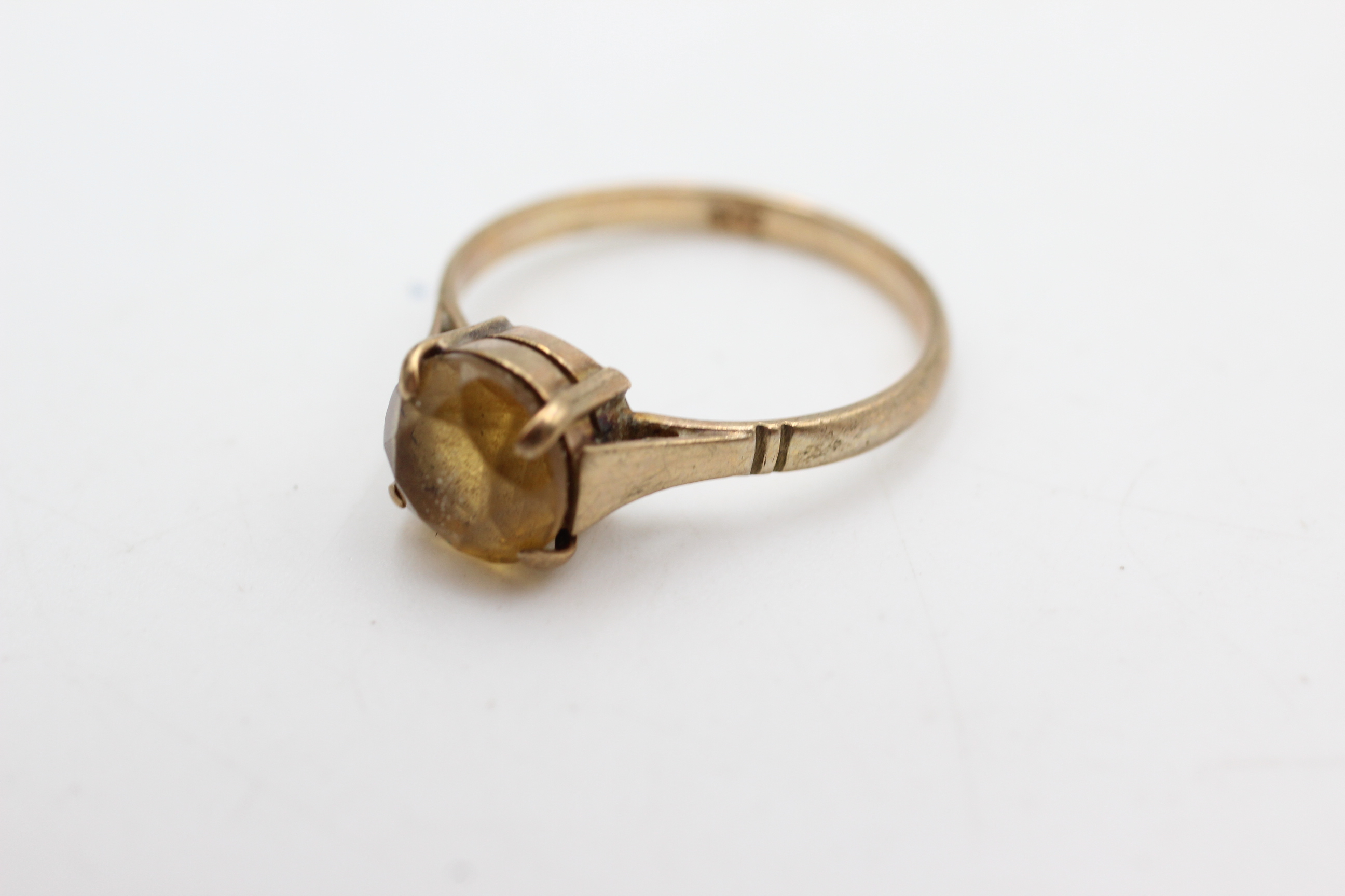 9ct gold citrine solitaire ring (2.2g) - Image 3 of 4