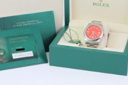 ROLEX OYSTER PERPETUAL 41 CORAL RED REFERENCE 124300 BOX AND PAPERS 2022