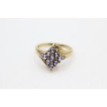 9ct gold tanzanite & diamond cluster dress ring (2.4g)