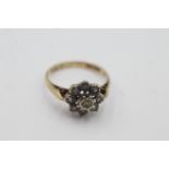 9ct gold diamond floral cluster dress ring (2.3g)