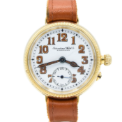 INTERNATIONAL WATCH COMPANY RARE TRENCH STYLE BORGEL OFFICERS WATCH IN 18CT GOLD DATED 1926.