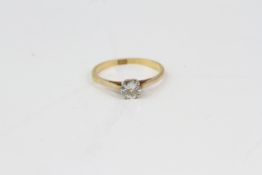 18ct gold ring with single diamond 0.40 ct.