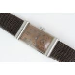 ART DECO RECTANGULAR DRESS WATCH WITH BURNT SALMON DIAL