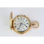 RARE 18CT J.W BENSON SPLIT SECOND MINUTE REPEATING FULL HUNTER POCKET WATCH CIRCA 1903