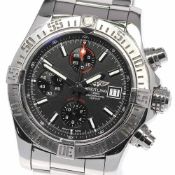BREITLING AVENGER AUTOMATIC CHRONOGRAPH W/ BOX & GUARANTEE PAPERS REF. A13381, circular black triple