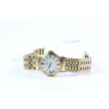 *TO BE SOLD WITHOUT RESERVE* LADIES OMEGA GOLD PLATED WRIST WATCH, circular silver dial with baton