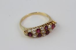 Yellow gold Victorian ruby and diamond ring