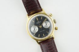 BREITLING TOP TIME GOLD PLATED REF. 2000 CHRONOGRAPH, circular black twin register dial with gold