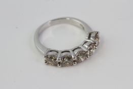 18 carat white gold a claw set 5 stone round brilliant diamond ring